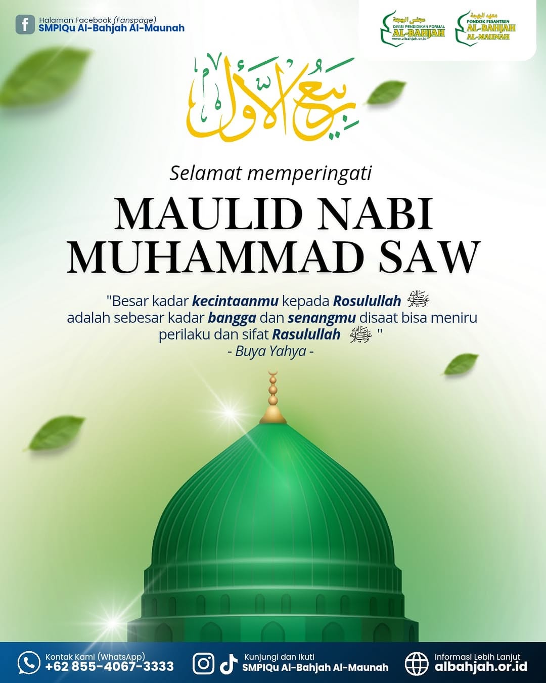 Maulid Nabi 1447 H: Mengukur Cinta kepada Rasulullah SAW Melalui Akhlak SMPIQu Al-Bahjah Al-Maunah